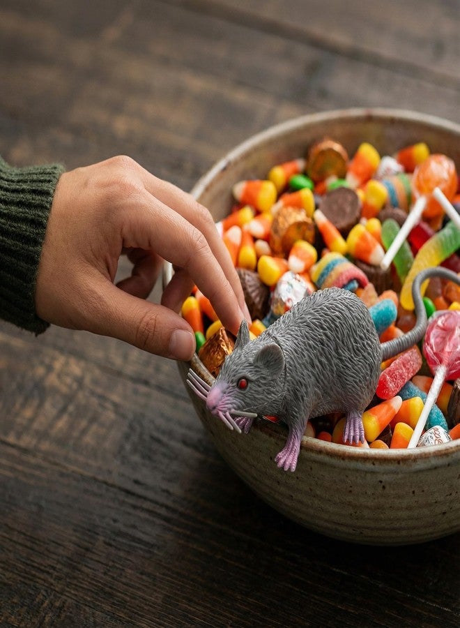 LAoabyoe 4 PCS Small Fake Rat Toy, Plastic Mouse Toys Realistic Rat Prank Props for April Fool's Day Party Supplies, 8.65X1.77X1.38in (Black, Gray) - Image 5